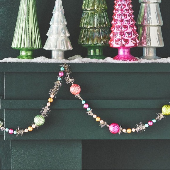 Vintage Pastel Tinsel Traditional Glass Garland - Picture 6 of 16